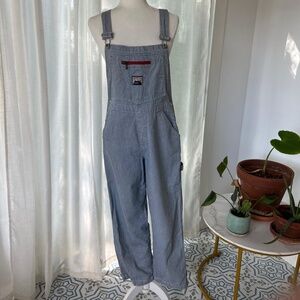 GAP VINTAGE DENIM OVERALLS WOMEN’S MEDIUM (6) RAILWAY STRIPES BLUE  100% COTTON